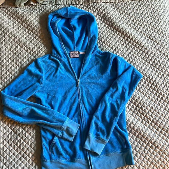 Juicy Couture Tops - Juicy Couture blue terry cloth zip hoodie